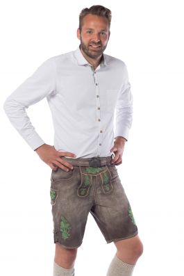 Lederhose Gaudi Kort Bruin/Groen - S/48