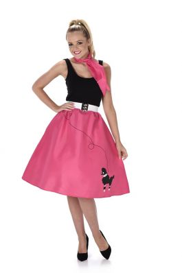 Dark Pink Poodle Skirt & Necktie - M