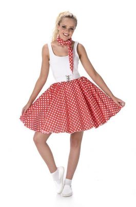 Polka Dot Rokje Met Sjaal, Rood - S