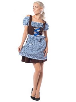 Dirndl Anne-Ruth Blauw/Bruin - S/36