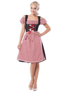 Dirndl Anne-Ruth Lang Rood/Zwart - S/36