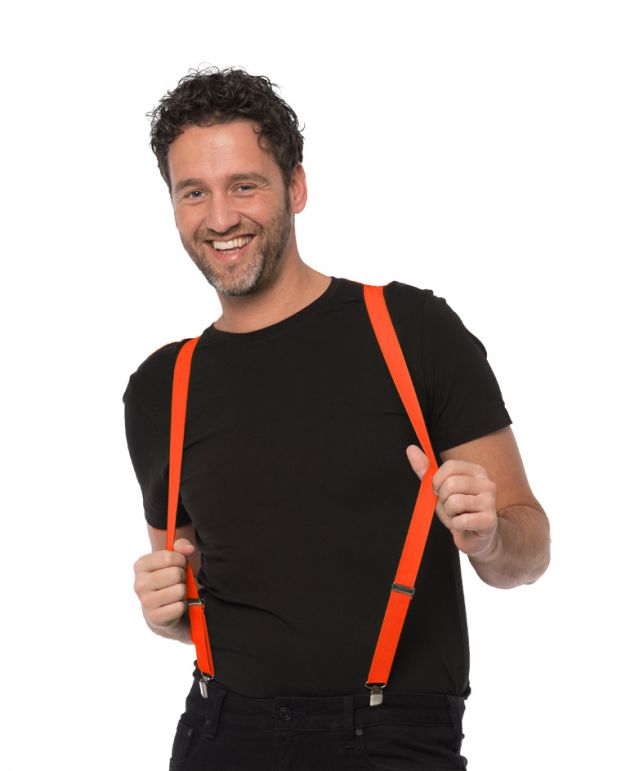 Suspenders Neon Orange - Width 3 cm - 6 Pack
