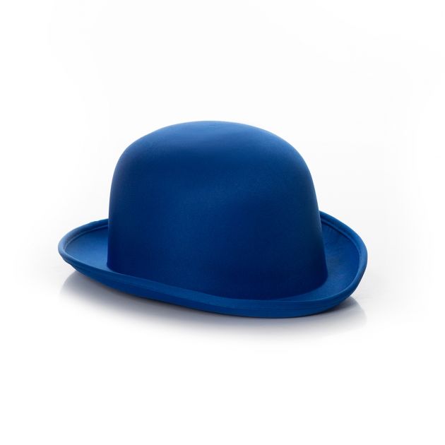 Bowler Hat Blue Satin - 6 Pack