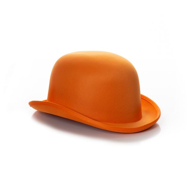 Bowler Hat Orange Satin - 6 Pack