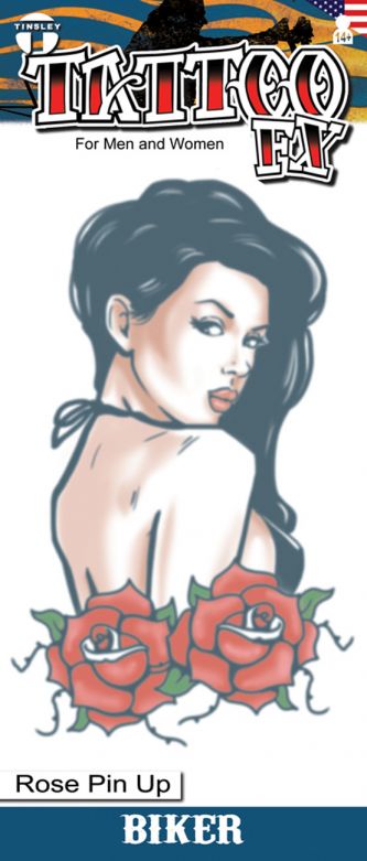 Biker Tattoos - Rose Pin Up - 6 Pack