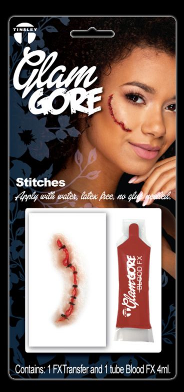 Glam Gore Transfer and Blood Sachet- Stitches - 6 Pack