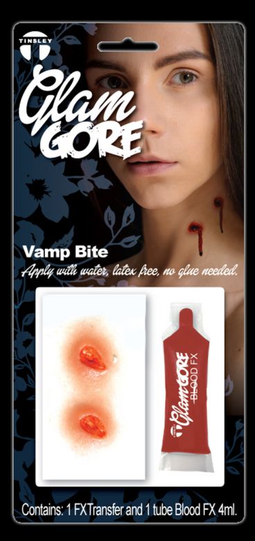 Glam Gore Transfer and Blood Sachet- Vampire bite - 6 Pack